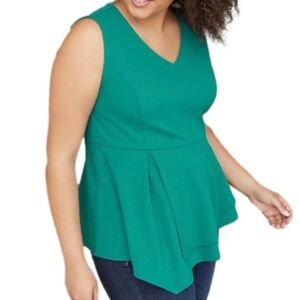 NWT LANE BRYANT Size 18/20 Teal Peplum Sleeveless Blouse